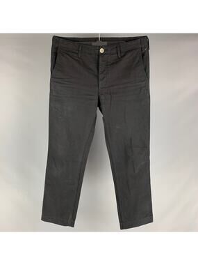 VISVIM Size L Black Solid Cotton Button Fly Casual Pants